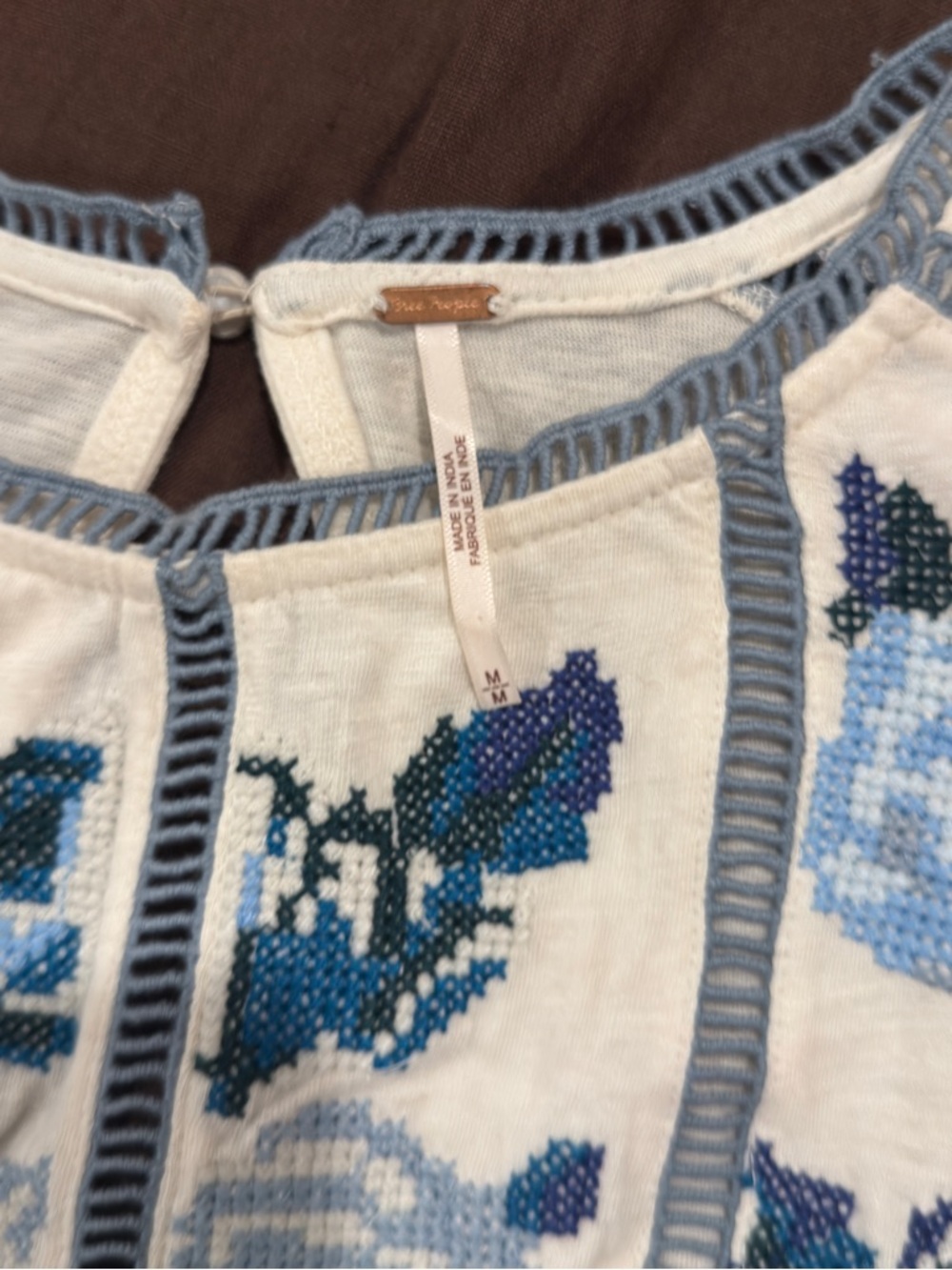 Free People Felicity Embroidered Smocked Waist Peasant Blouse - Picture 4 of 7